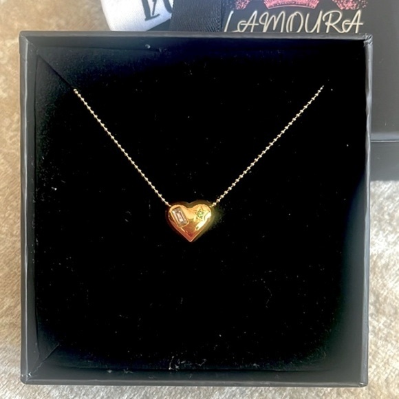 Brand New Gold Tone 3D Heart Bubble Necklace Balloon Embedded Gems Star - Picture 3 of 12